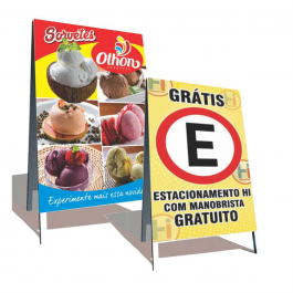 CAVALETE PREMIUM Lona 440 gr    Madeira e Dobradiça * OBS : MANDAR A ARTE COM SANGRIA DE 2 CM DO FUNDO DA IMAGEM .